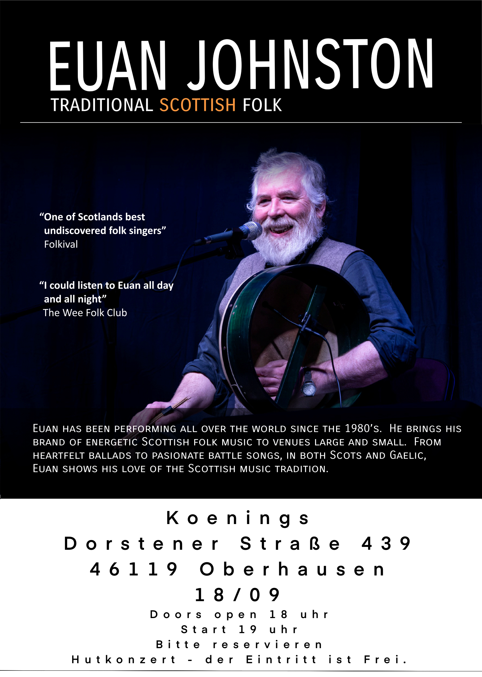 Euan Johnston - Hutkonzert, 17.09.2025, Einlass ab 18 Uhr - Kultur im Schaufenster