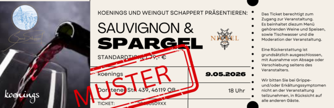 Sauvignon und Spargel Verkostung und Menue 9.5.2026